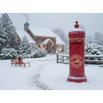 Vánoční dekorace Vánoční schránka na dopisy pro Ježíška červená kovová vánoční ozdoby pro vnitřní i venkovní použití Beliani