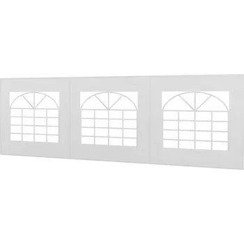 Zahradní stan Outsunny Boční stěna s oknem pro altán 6 x 2 m, náhradní stěna pro párty stan, voděodolná a odolná proti UV záření, bílá boční plachta |