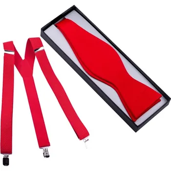 Kšandy Set kšandy a motýlek vázací červený Assante 520, Velikost Uni