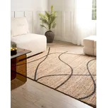 Koberec béžový jutový 160 x 230 cm černé dekorativními akcenty obdélníkový tkaný rustikální styl obývací pokoj ložnice Beliani