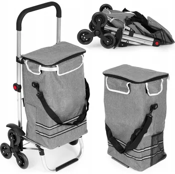 Nákupní vozík skládací taška 30 litrů trojitá kola termo kapsa