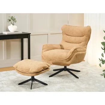 Křeslo Otočné křeslo s podnožkou LAKE - broskvové