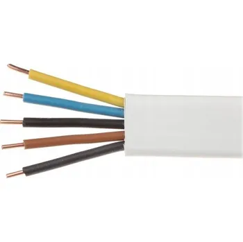 elektrický kabel Kabel CYKY-J 5x6 450/750V plochý bílý ELPAR - 1 METR