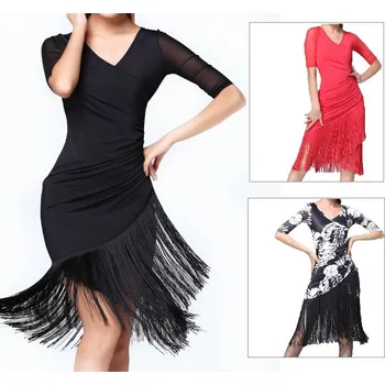 Dámské latino taneční šaty Julieta Černá M S tříčtvrtečními rukávy