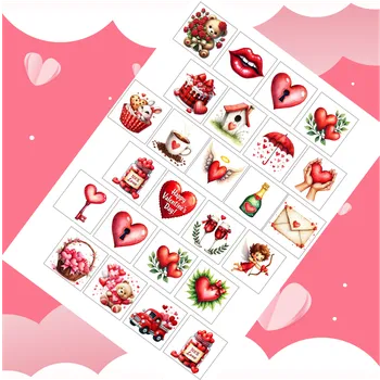 Jedlá dekorace na dort Valentýnská jedlá bonboniéra sada č. 1 4 × 4 cm (25 ks) ❤️
