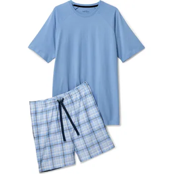 Dámské pyžamo 706731 - Tchibo - Krátké pyžamo - pro muže - vel. S 44/46 - barva: modrá/kostkovaný