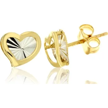 Náušnice Luxur, Minimalistické náušnice Cordia ve tvaru srdce, kombinované zlato, 585-14-3-1052.2ZB0.0.00.000.02