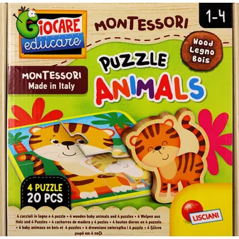 Desková hra MONTESSORI LEGNO PUZZLE BABY ANIMALS Desková hra Lisciani