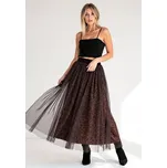 FIGL tylová sukně M1088 Hnědá Flared Fit OS