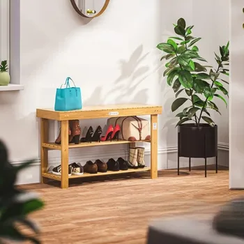 Botník Botník z akáciového dřeva 90x33x46cm