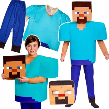Karnevalový kostým KOSTÝM MINECRAFT PŘEVLEK PRO CHLAPCE STEVE SADA MASKA KOSTÝM NA PLES