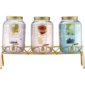 Dávkovač nápoje Vevor Výdejník nápojů 3×8 l sada sklo, stojan, nerez kohoutek, infuzér