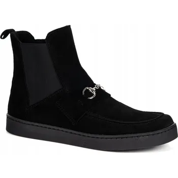 Dámská zimní obuv Dámské kotníkové boty barefoot Scarlet z přírodní kůže, zateplené, černé velurové 36