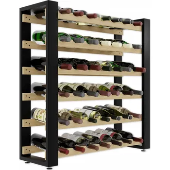 Stojan na víno DŘEVĚNÝ REGÁL NA VÍNO, MASIVNÍ STOJAN NA 42 LAHVÍ ALKOHOLU, POLICE, SKŘÍŇKA