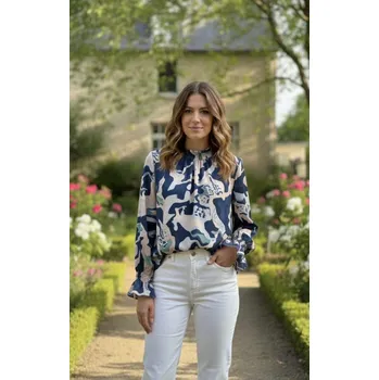 Dámská halenka Halenka se stojáčkem do gumy 21573 Latino barva: modrá tmavá