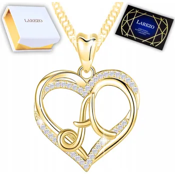 Náhrdelník Náhrdelník Larezo Stříbro Pozlacený 925 Zirkon Písmeno A Zlaté 45 cm