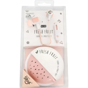 Sluchátka Sluchátka do uší 3.5 mm Fresh Fruit M-129 s pouzdro a melounem růžové barvy