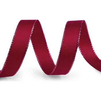 Stuha taftová s lurexem šíře 15 mm, barva 637 granátová růžová