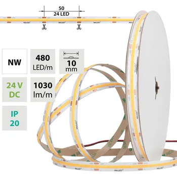 LED páska MCLED LED pásek COB NW, 480LED/m, 10W/m, DC 24V, 1030lm/m, CRI90, IP20, 10mm, 5m
