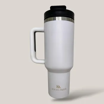 Termohrnek Termohrnek 1180 ml BÍLÝ se slámkou a magnetickým držákem na telefon