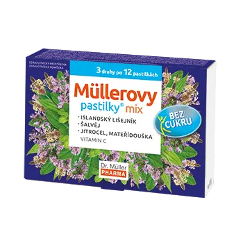 Bonbon Müllerovy pastilky mix bez cukru 3x12ks ZP