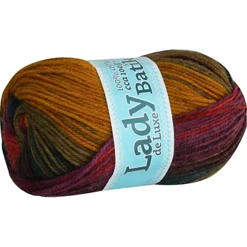 Příze Příze Lady de luxe batik 601 červená, vínová, modrá, zelená