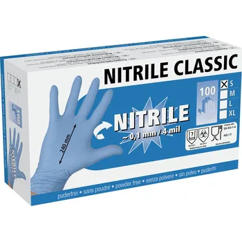 Pracovní rukavice Jednorázové nitrilové rukavice Nitrile Classic, 24cm, 4mil velikost M