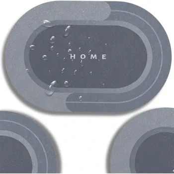 Koupelnová předložka Oválná Protiskluzová Absorpční Koupelnová Podložka, Šedá Pěna, 40 x 60 cm