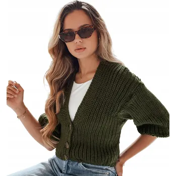 Dámský svetr DStreet dámský svetr zelený klasický do pasu univerzální velikost