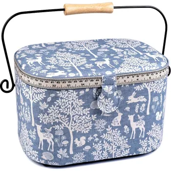 Organizér galanterie Kazeta / košík na šití čalouněný, barva 5 /612656 modrá jeans