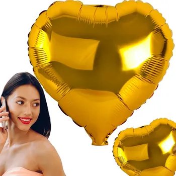 Balónek FÓLIOVÝ BALÓNEK VE ZLATÉ BARVĚ TVAR SRDCE 45 cm