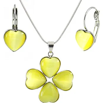 Souprava šperků Foxette Černá achátová souprava šperků srdce - Žlutá / Originální JF_0192