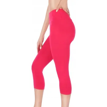 Dámské legíny Dámské 3/4 legíny rybářky s vysokým pasem, bavlněné, růžové - Velikost S