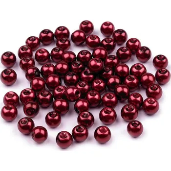 Dětské navlékací korálky Skleněné voskové perly Ø6 mm, střední, 39A bordó