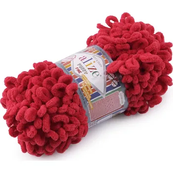 Příze Pletací příze Alize Puffy Fine 100 g, střední, 18 (56) červená