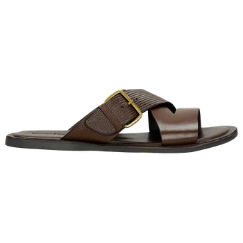 Pánské žabky Tmavě Hnědé Pánské Pantofle S Přezkou Wojas 3201852 43