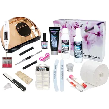 Startovací sada na Polygel nehty XXXL 150W zlatá s bruskou 10W