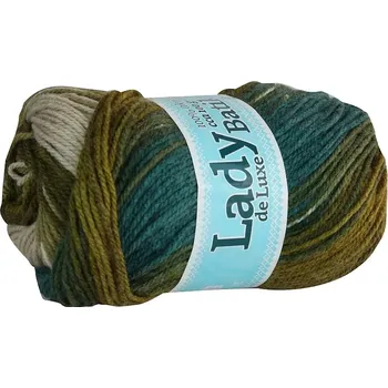 Příze Příze Lady de luxe batik 605 zelená, béžová, modrá