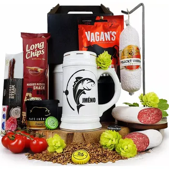 Dárkové balení pro rybáře s pivním půllitrem krýglem