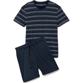 Pánské pyžamo 706699 - Tchibo - Krátké pyžamo - pro muže - vel. 4XL 68/70 - barva: modrá/s proužky