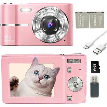 Digitální kompakt DIGITÁLNÍ FOTOAPARÁT PRO DĚTI DĚTSKÝ KAMERA RŮŽOVÝ + KARTA 32GB