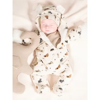 Kojenecký overall Dětská tepláková souprava s lunárními pejsci Nicol, vel. 56