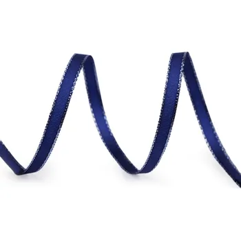 Stuha Stuha taftová šíře 6 mm s lurexem, střední, 415 modrá safírová stříbrná