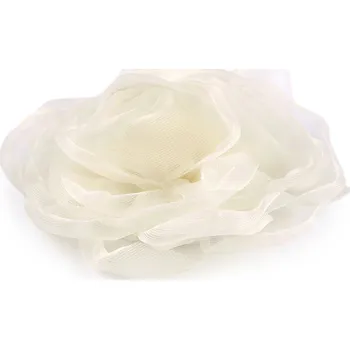 Organzový květ růže k našití a nalepení Ø8 cm, střední, 2 krémová světlá