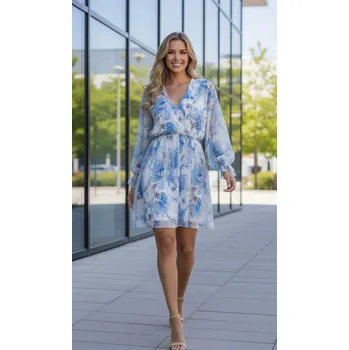 Dámské šaty Elegantní šaty s potiskem 13861 Latino barva: modrá