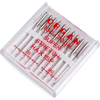 Strojové jehly Super stretch 75;90 Organ, velké, nikl