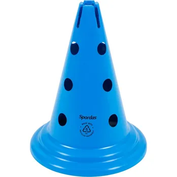 Sportovní kužel Vymezovací kužel pevný s otvory, barva modrá - výška 30 cm