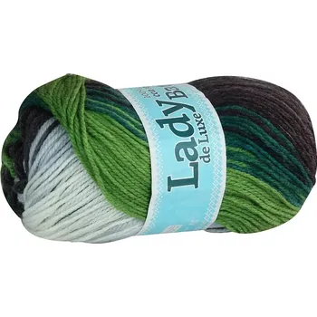 Příze Příze Lady de luxe batik 603 - bílá, šedá, zelená