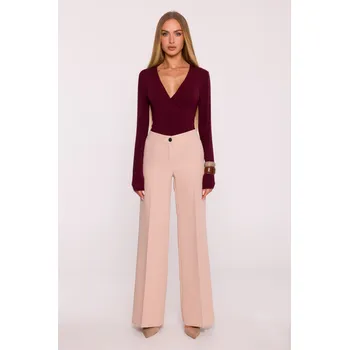 Dámské kalhoty Dámské široké společenské kalhoty MOE M875 béžové EU velikost: M