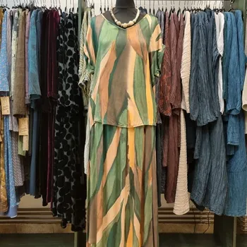 Dámská halenka Halenka zelenо-oranžová se vzorem